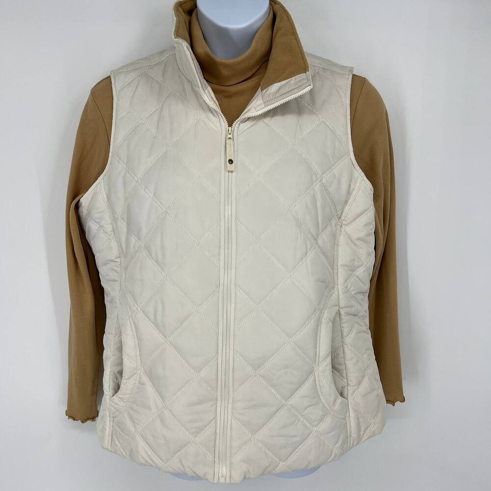 Coldwater Creek 2-Piece Turtleneck and Quilted Vest Size 1X Cream & Golden Ochre